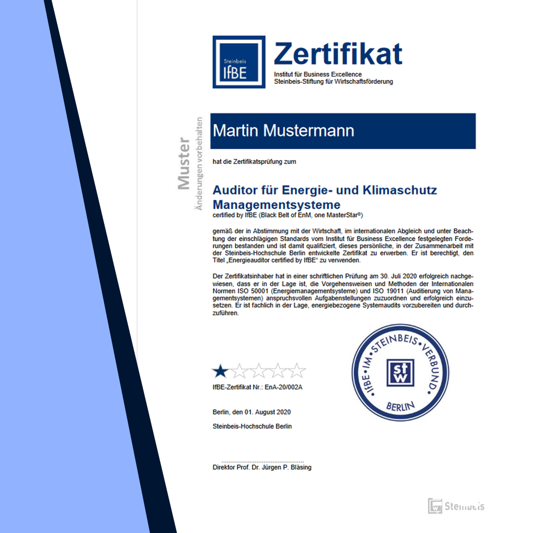 Zertifikatsprüfung Auditor für Energiemanagementsysteme (Black Belt of EnM)