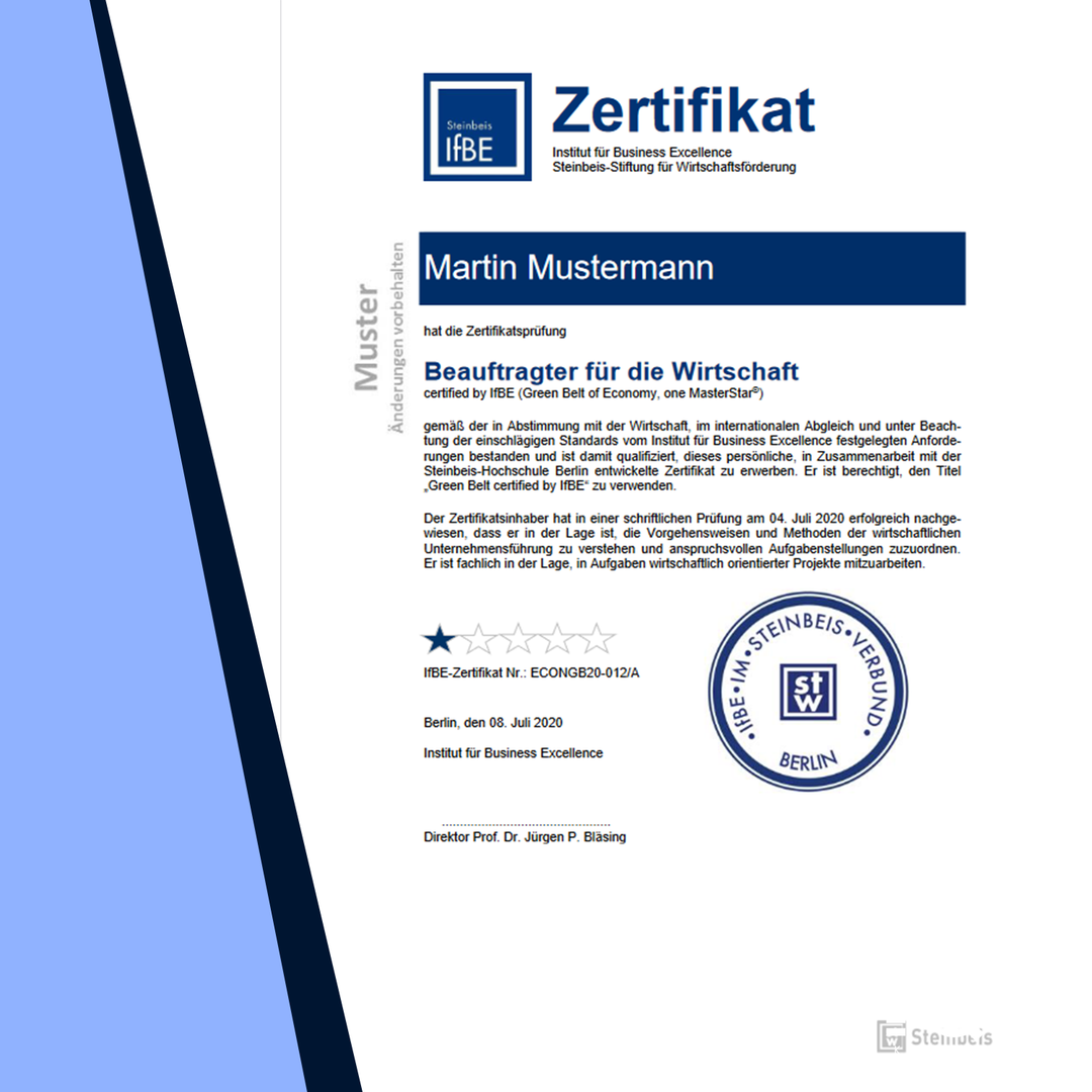 Zertifikatsprüfung Beauftragter/Assistent für die Wirtschaft (Green Belt of Economy)