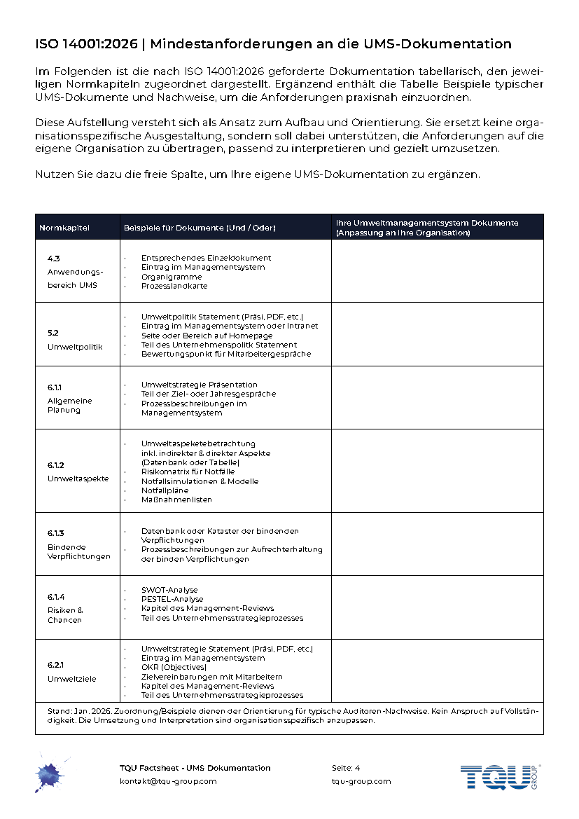 Factsheet | UMS-Dokumentation ISO 14001