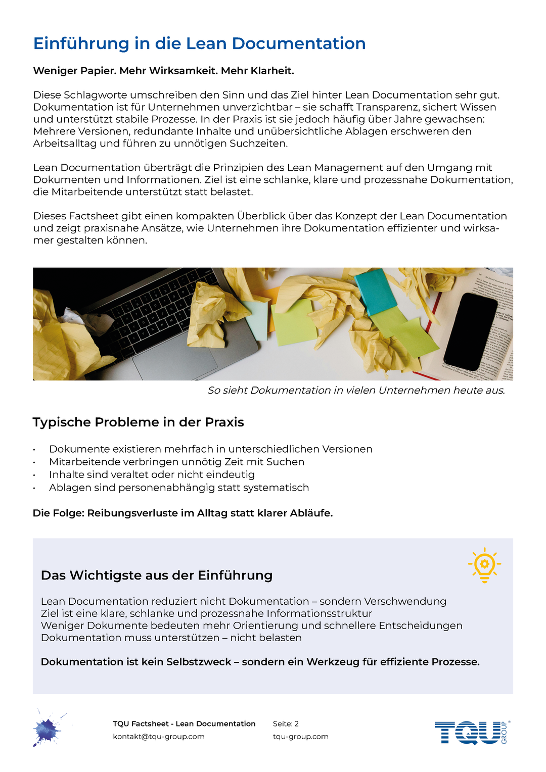 Factsheet | Lean Documentation