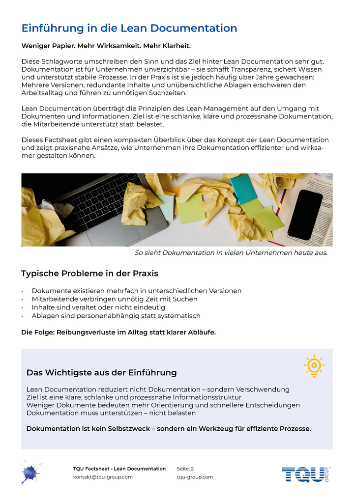 Factsheet | Lean Documentation