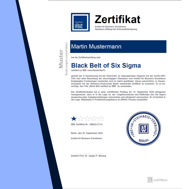 Zertifikatsprüfung Manager für Six Sigma (Black Belt of SixS)