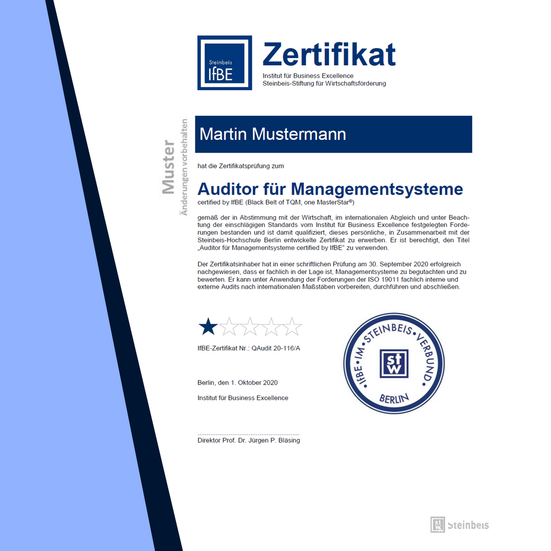 Zertifikatsprüfung Auditor*in für Managementsysteme (Black Belt of TQM)