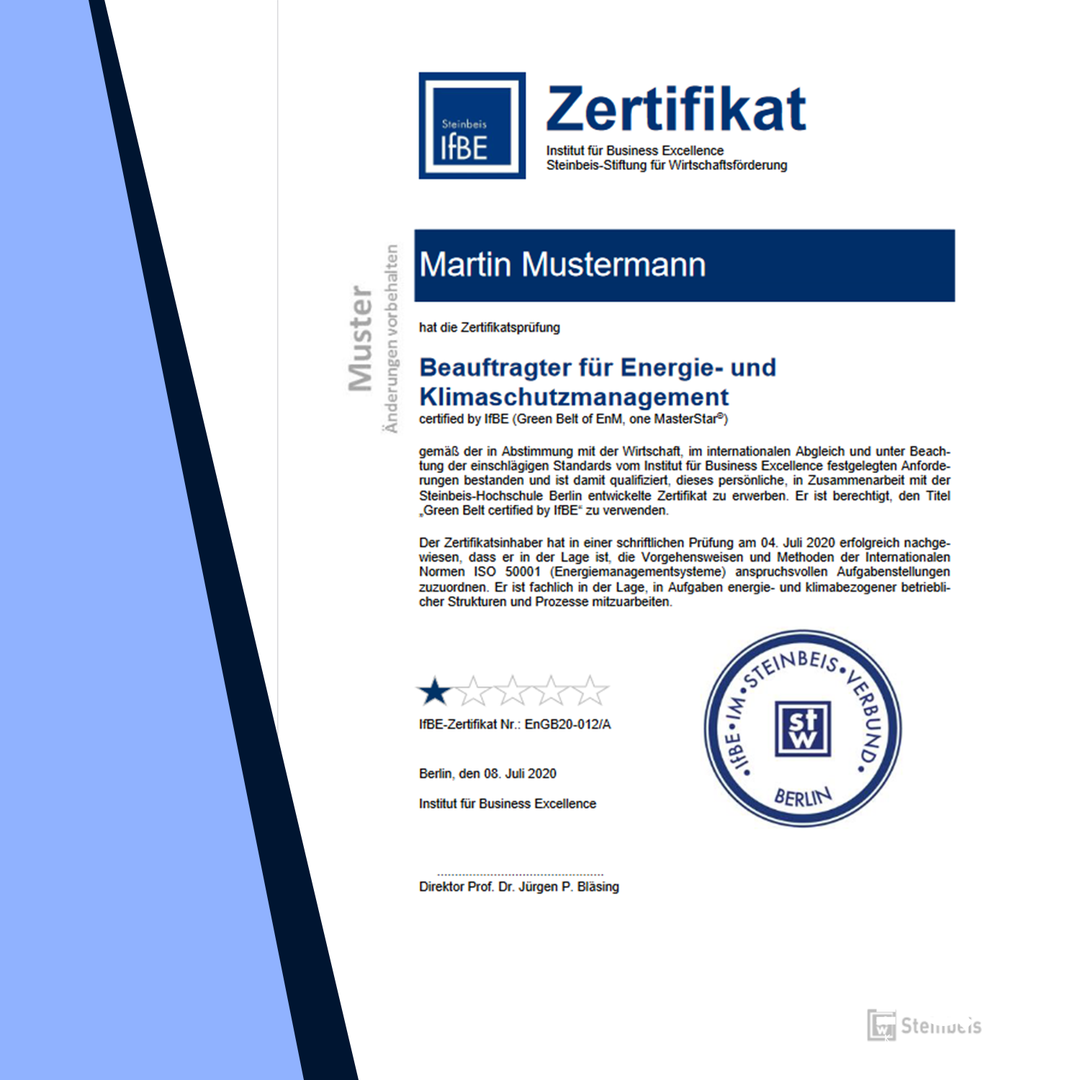Zertifikatsprüfung Beauftragter/Assistent für Energie- und Klimaschutzmanagement (Green Belt of EnM)