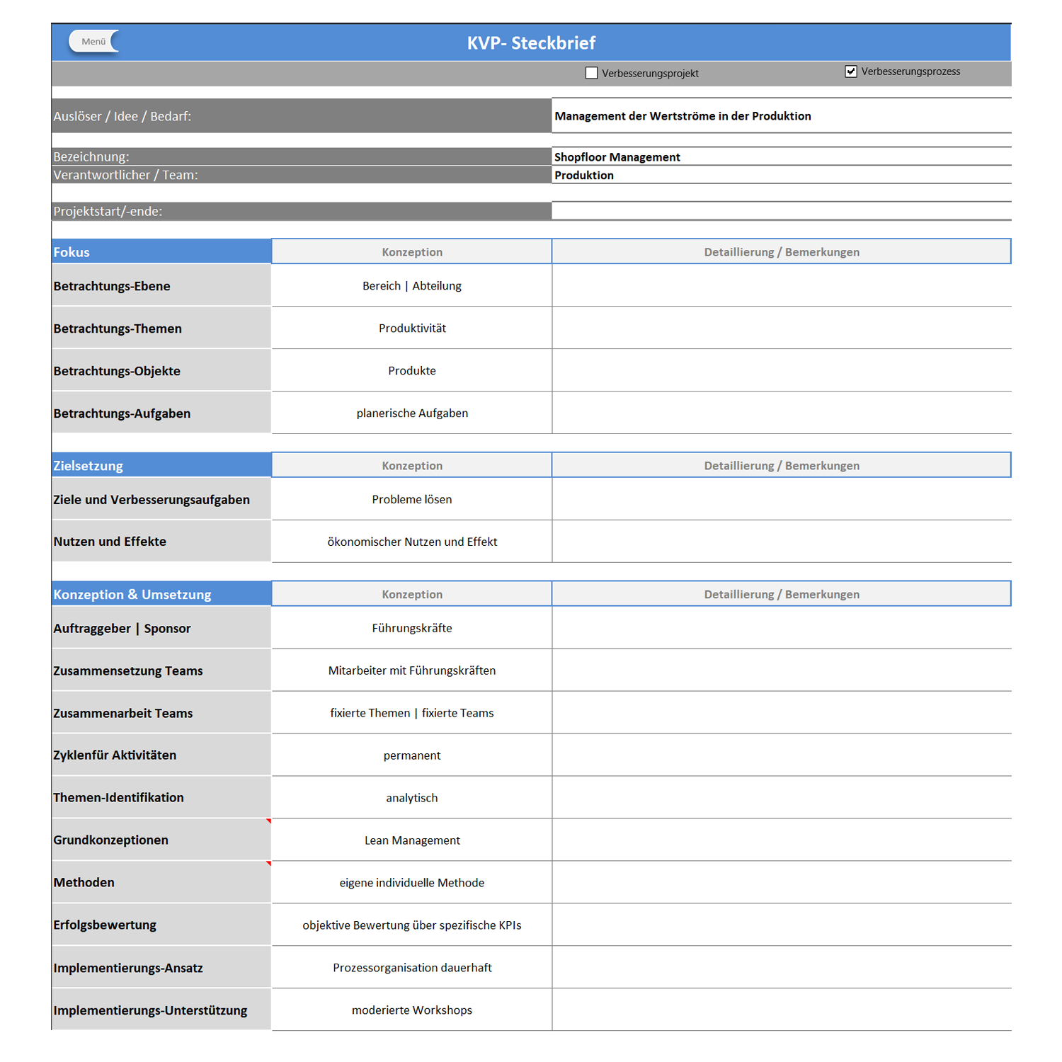 Kvp Data KVP3 Excel Tool | KVP Projekte effektiv managen - TQU GROUP