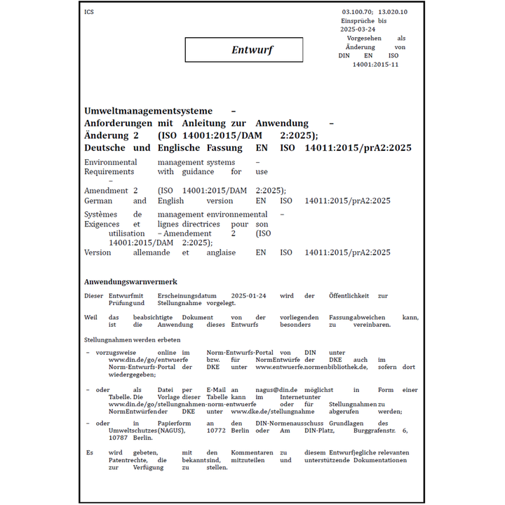 Revision ISO 14001:2026 - Norm Workshop Umwelt